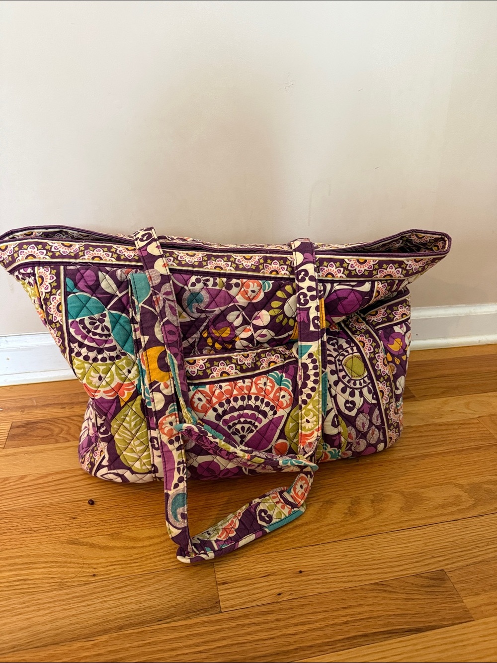 Vera Bradley Purple Quilted Floral Pattern Tote in large